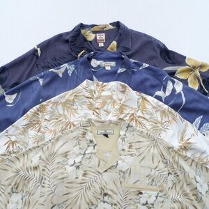 Tommy Bahama Camp Shirt Mens Large Button Up Short Sleeve Floral Tropical Silk